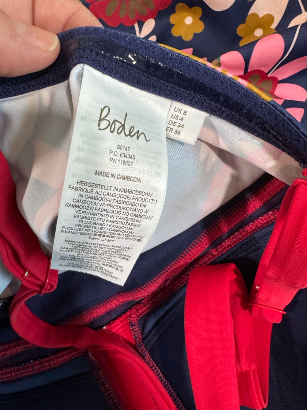 Boden Corsica Tankini Set Bloom Floral French Navy Multi Size 4 - Picture 9 of 9